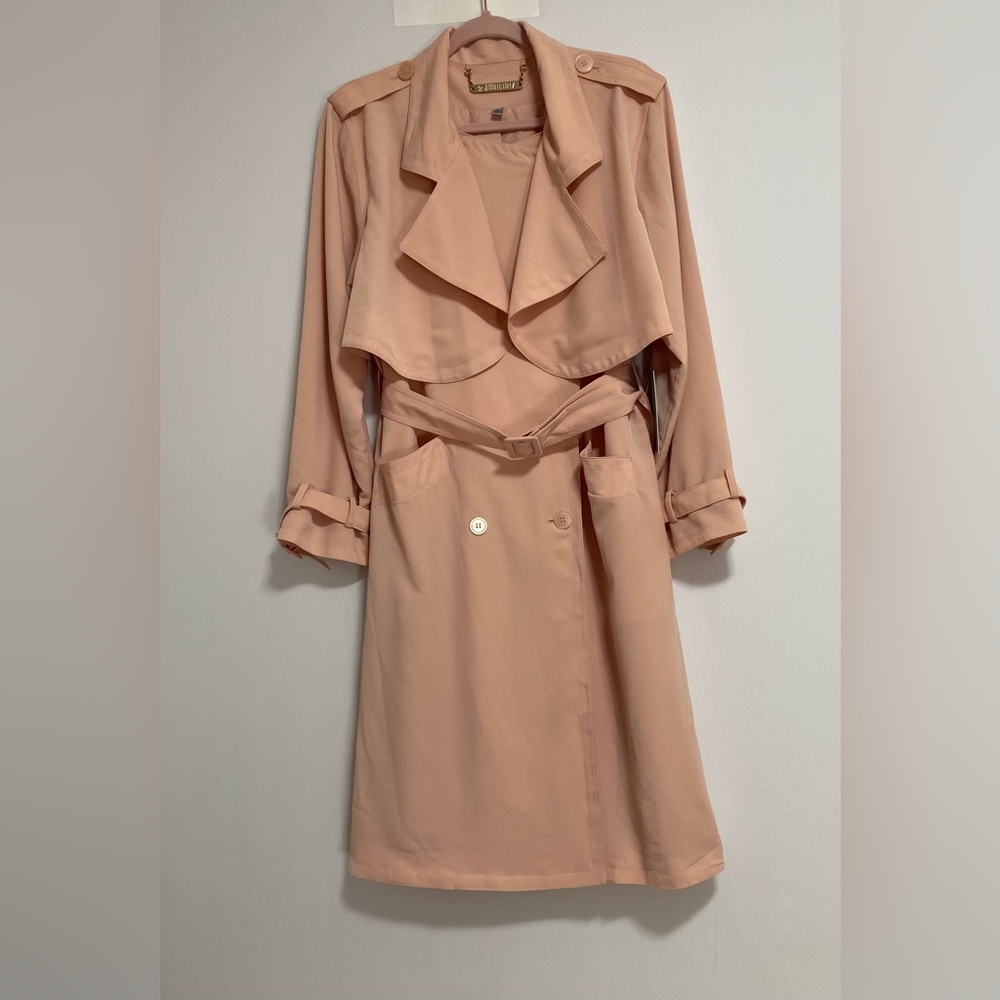 Jennifer Lopez Peach Belted Trench Coat